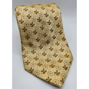 J GARCIA SILK TIE YELLOW WITH FLOWERS 100% SILK